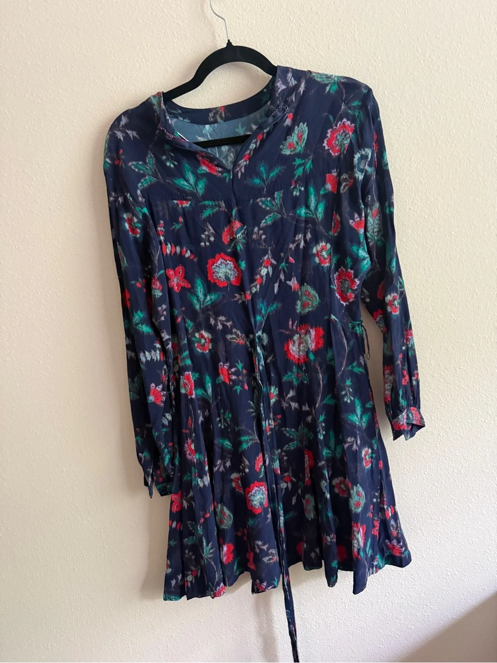 Derek Lam Navy Floral Tie-Waist Kids Dress